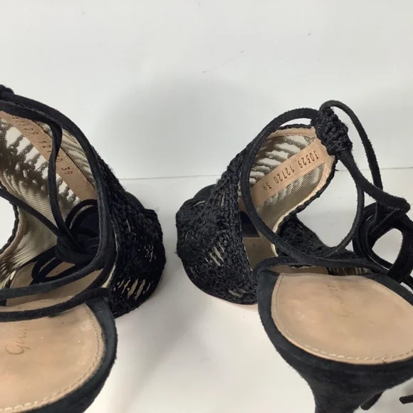 GIANVITO ROSSI Bardot crochet-knit and suede heels - Picture 10 of 16